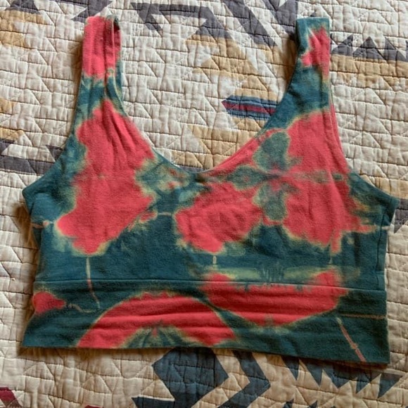 Of Earth & Salt Crop Tank in Shibori Indigo Coral - Picture 2 of 2